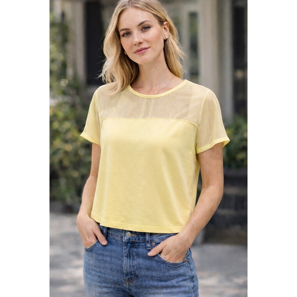 DKNY NWT Yellow Sheer Yoke Blouse | Size S | Retail $79